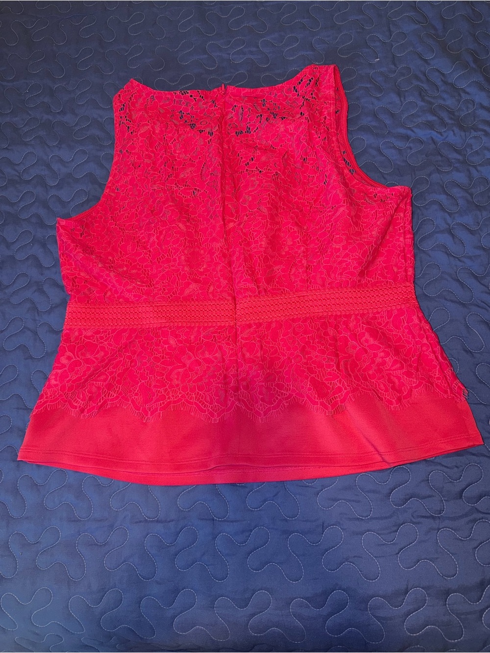 Sleeveless Lace Peplum Top - Bright Pink